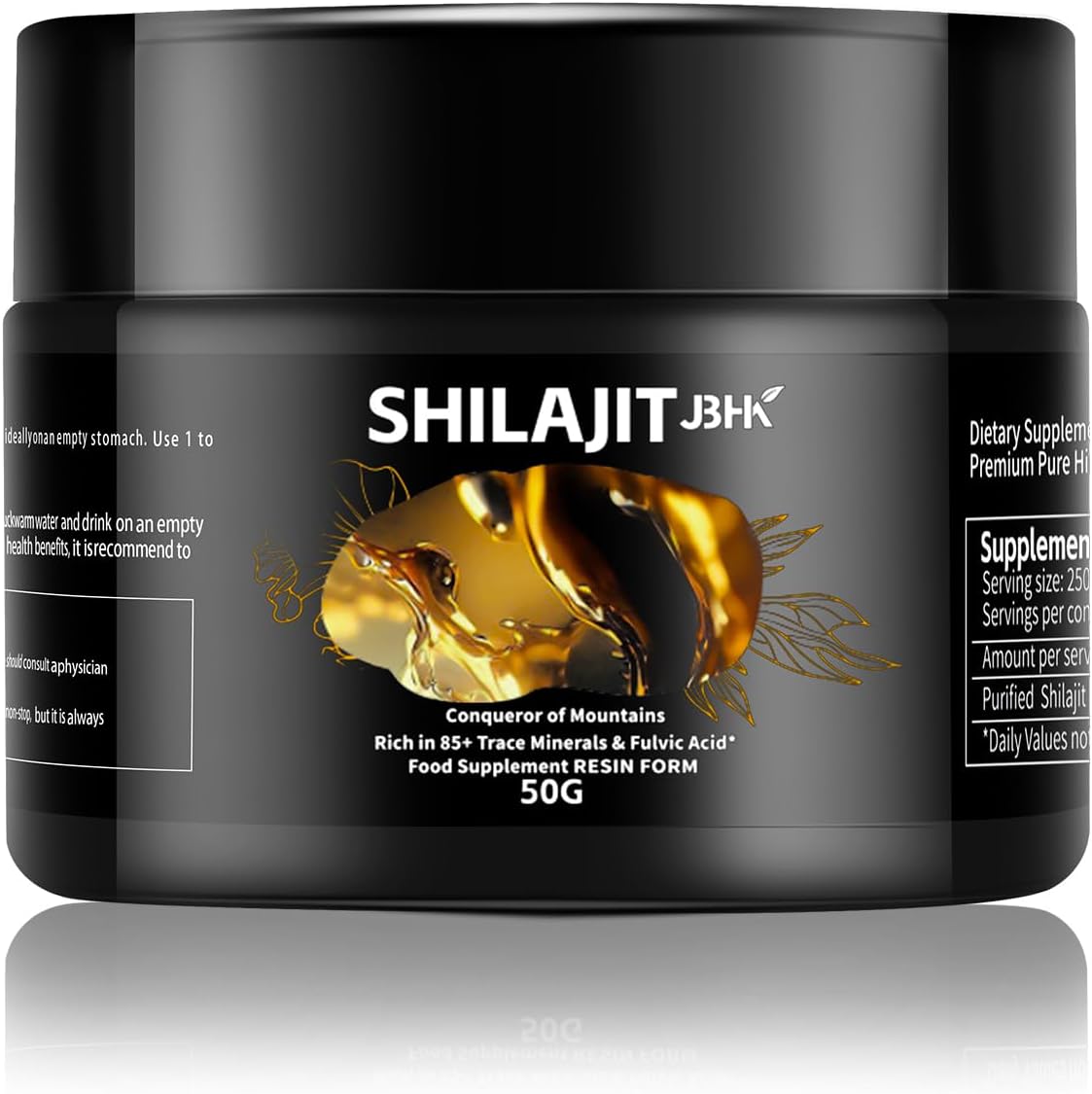 Himalaya Shilajit Original - Resina de Shilajit orgánica del Himalaya rica en más de 85 oligoelementos y ácido fúlvico para concentración, energía e inmunidad, 50 gramos