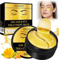 60 almohadillas para los ojos de oro de 24 quilates, hidratantes, antiarrugas, círculos oscuros y hinchazón, para uso diario